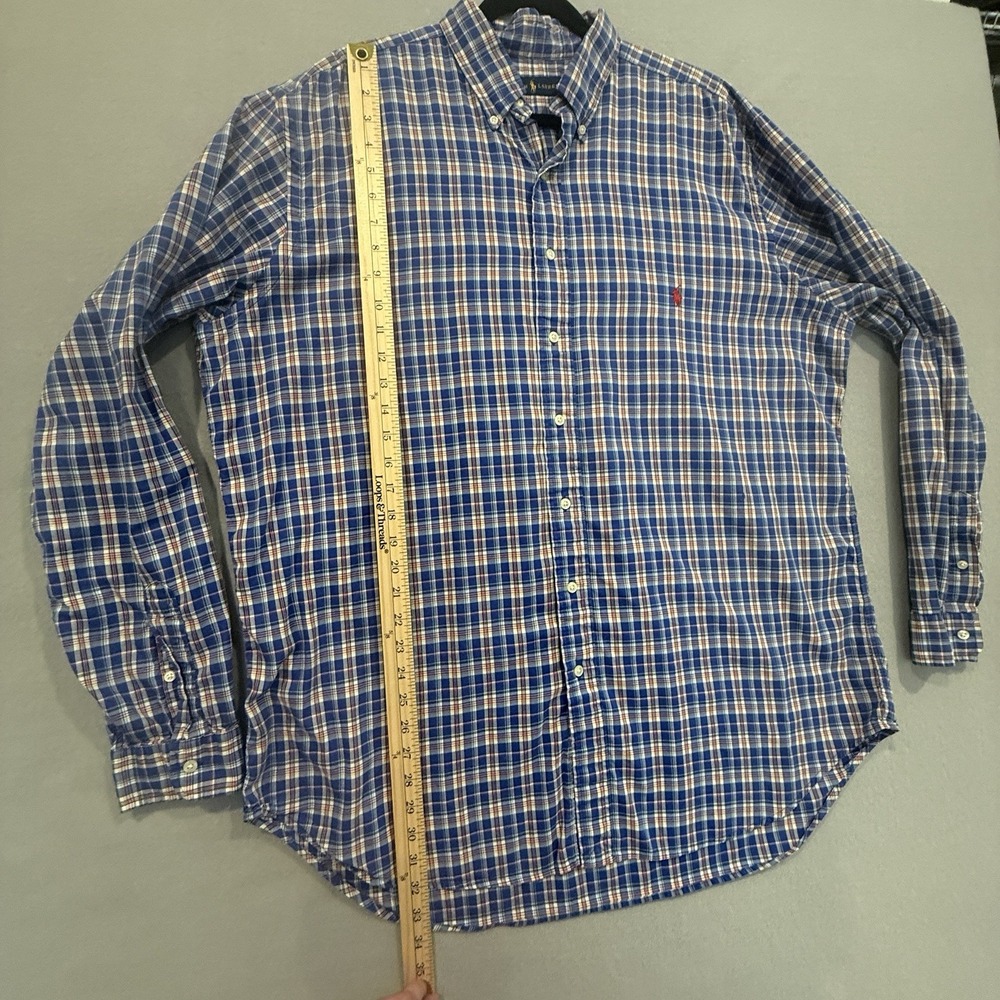 Ralph Lauren Mens Woven Cotton Plaid Button-Down Shirt Blue Red White XLT Tall - Picture 5 of 7
